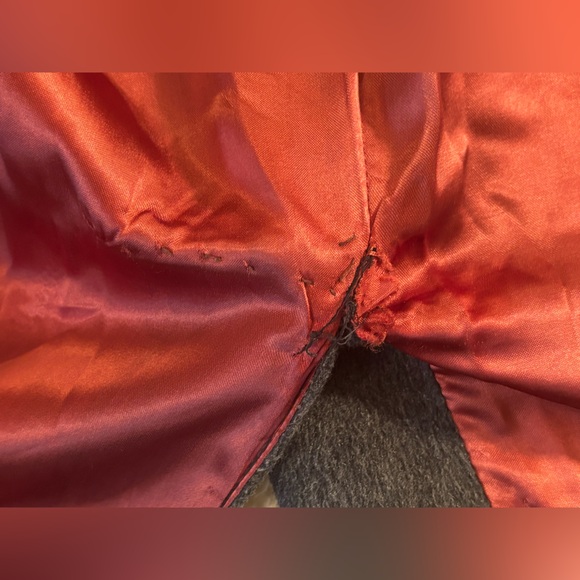 Vintage Bay Club Wool & Cashmere Tall Coat Grey Luxe Orange Lining Men Size 42 - Picture 16 of 17